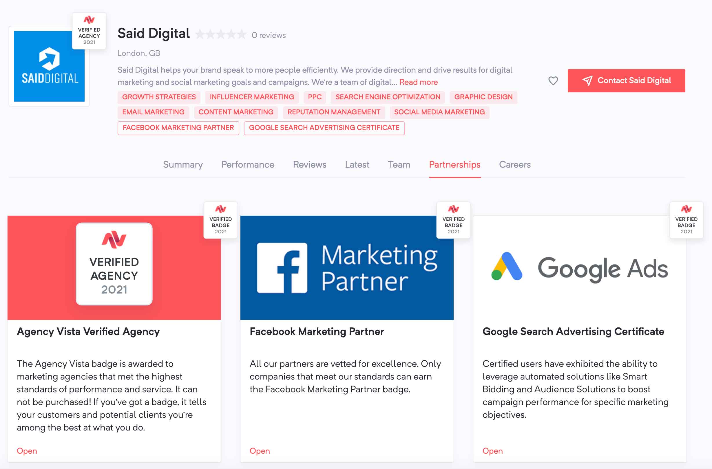 Said Digital Marketing Agency Partnerships | Agency Vista