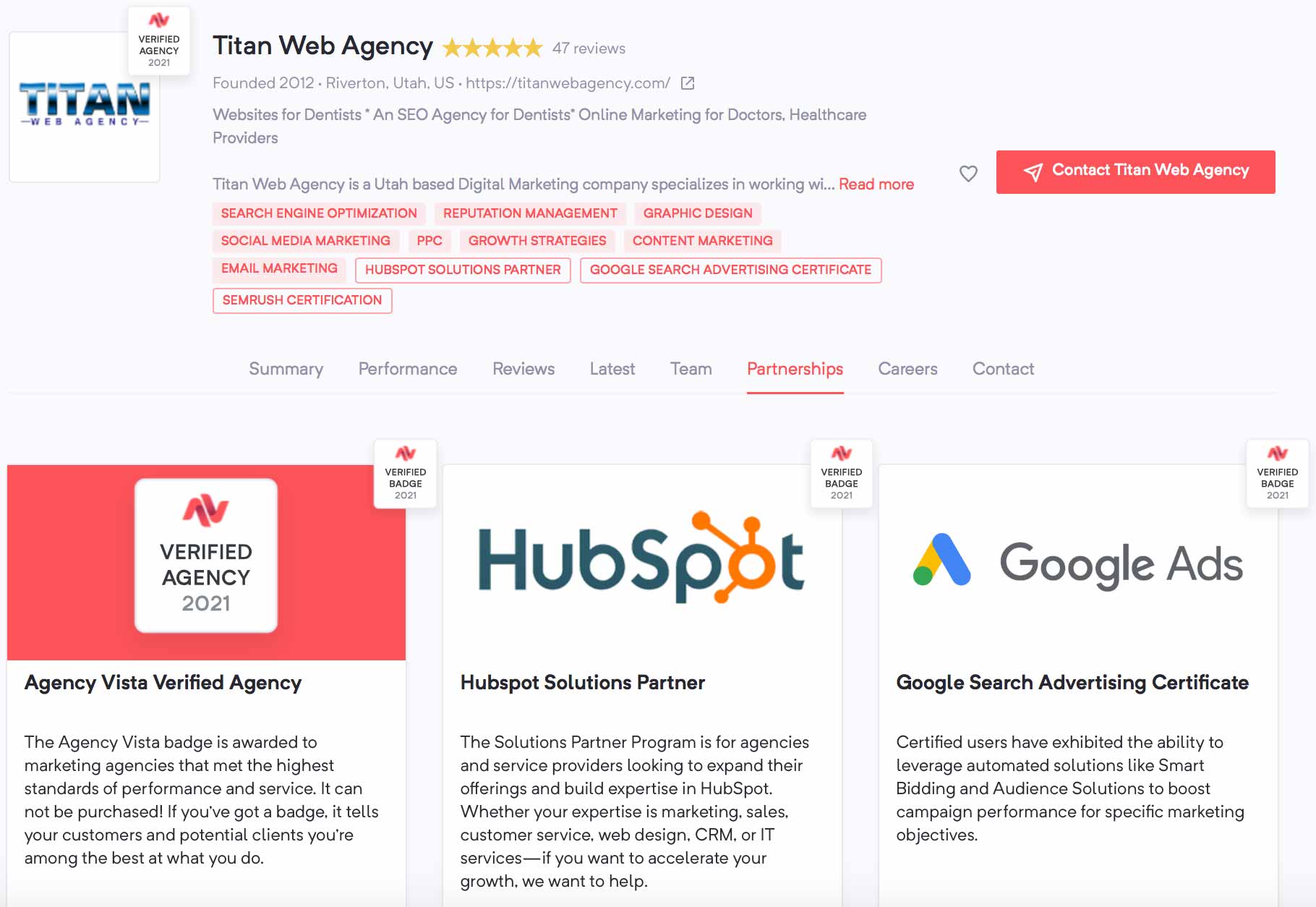 Titan Web Agency | Agency Vista