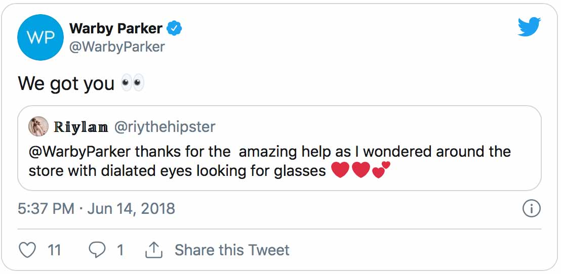 Warby Parker - Relevant Social Media Content - Agency Vista