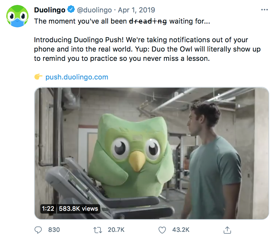 April Fool's Day Marketing | Duolingo