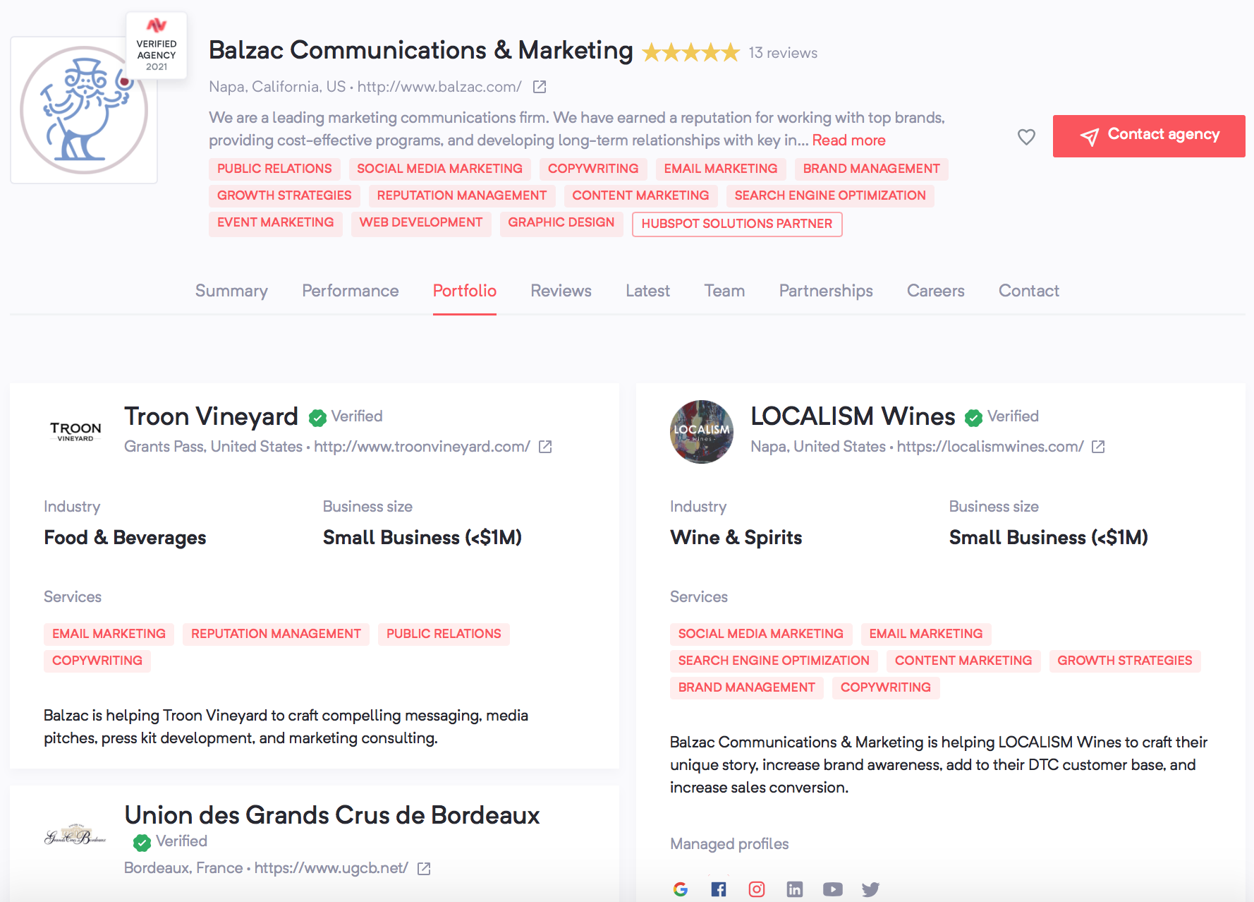 Balzac Communications & Marketing  | Agency Vista