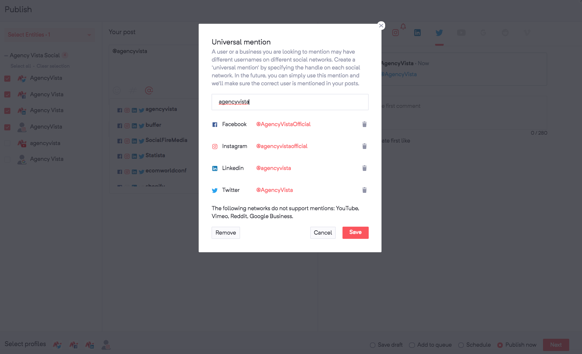 Scheduling Content For Social Media| Agency Vista | Universal Mentions | Social Media Scheduler