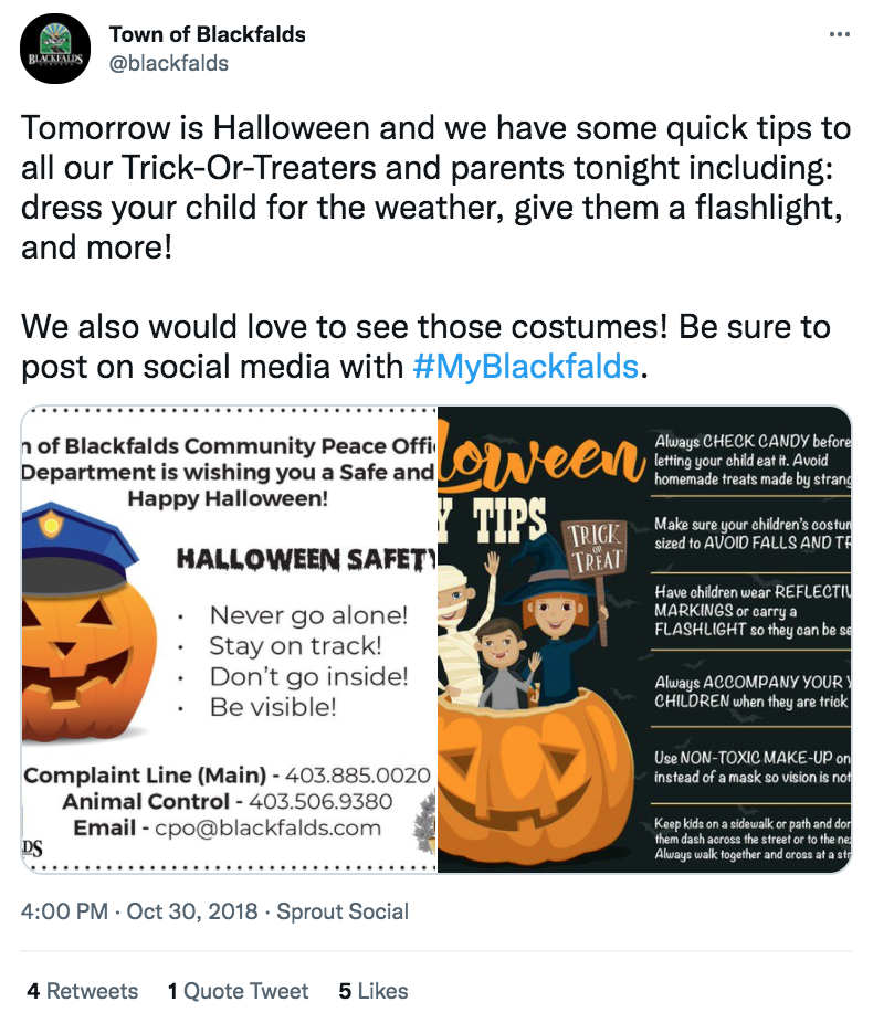 Halloween Tips | Town of Blackfalds | Agency Vista