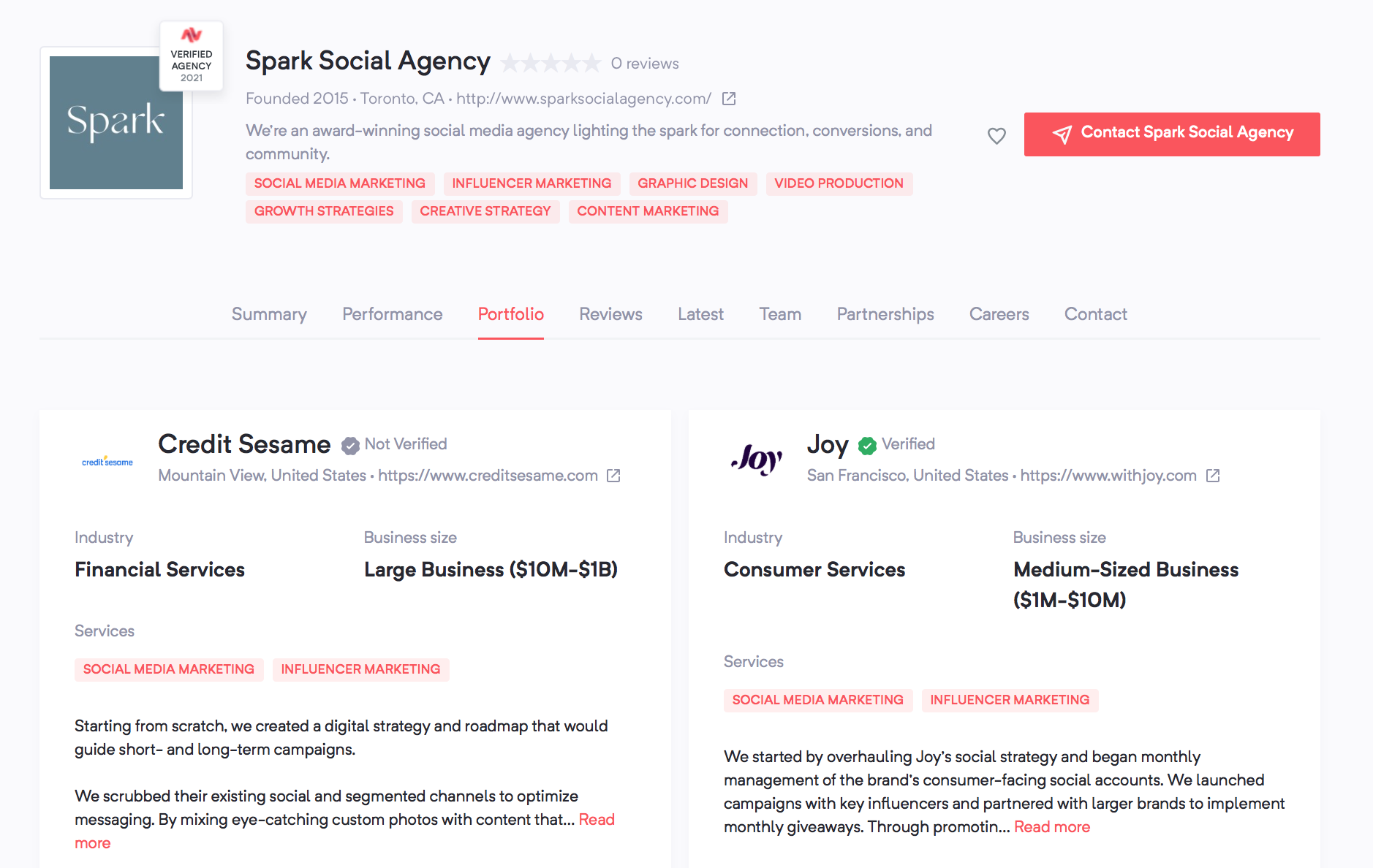 Agency Vista | Spark Social Agency | Portfolio 