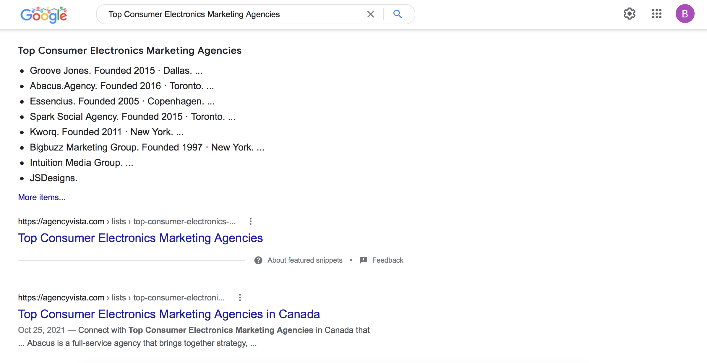 Google Search | Agency Vista's Top Consumer Electronics Marketing Agencies