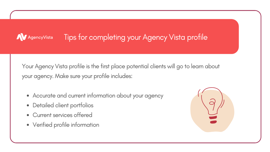 Tips for completing your Agency Vista profile