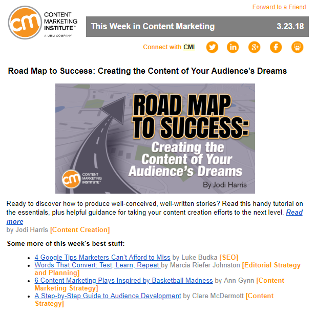 Best digital marketing newsletter | Content Marketing Institute