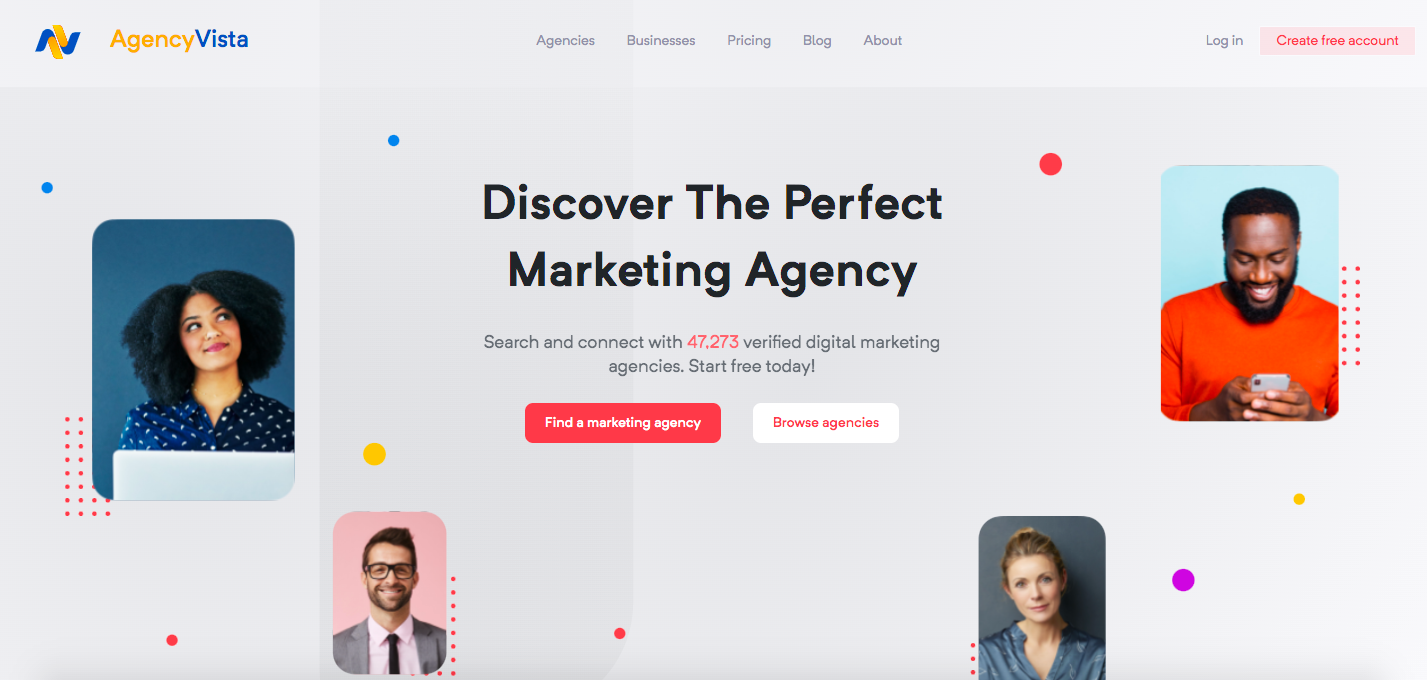CTA examples Agency Vista's homepage