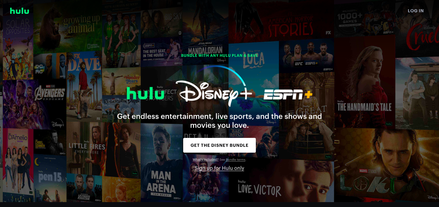 Hulu's homepage