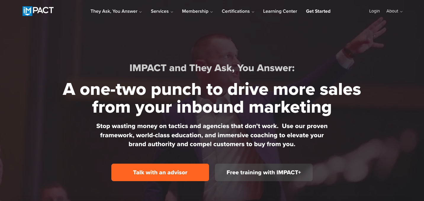 CTA examples Impact's homepage