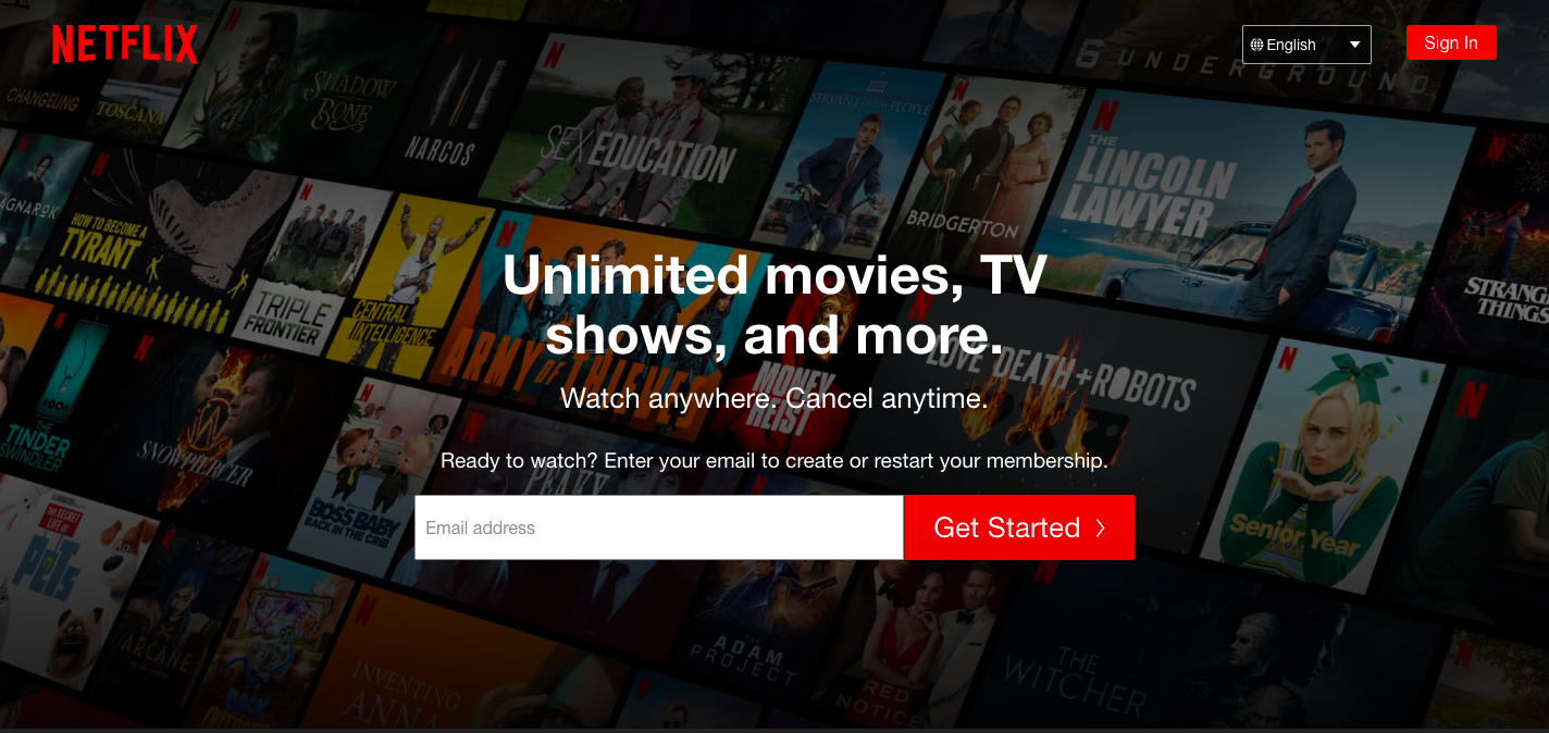 CTA examples Netflix's homepage