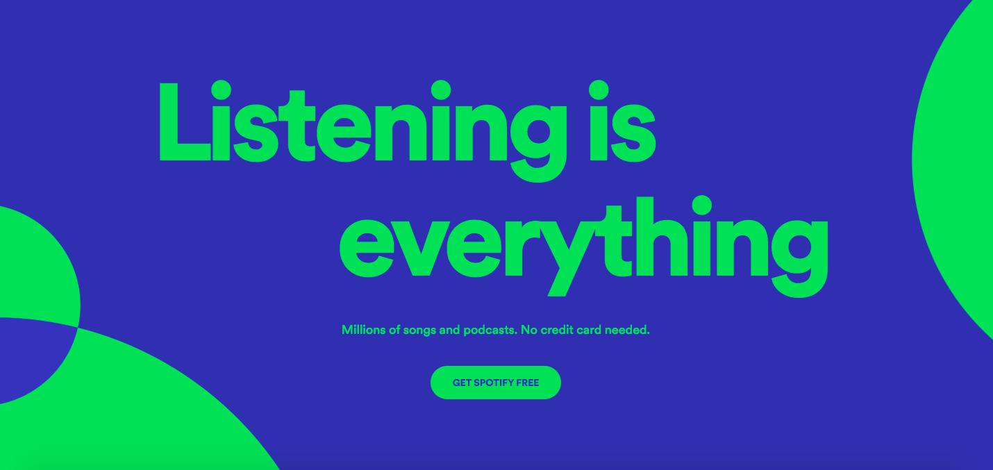 CTA examples Spotify's homepage