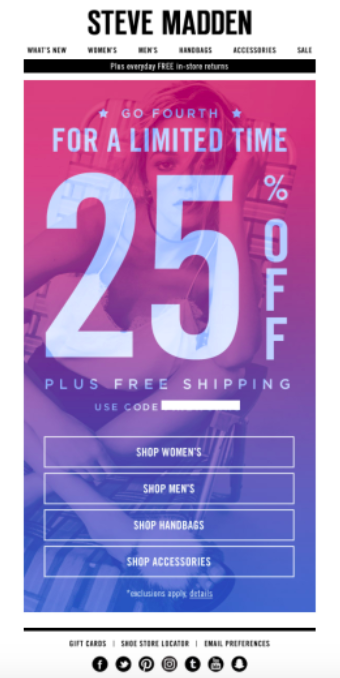 4th of July e-mail subject lines | Steve Madden