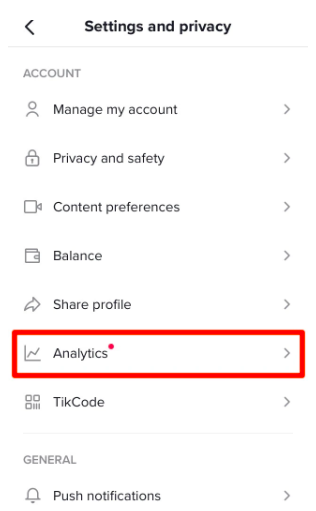 Access the "Analytics" section
