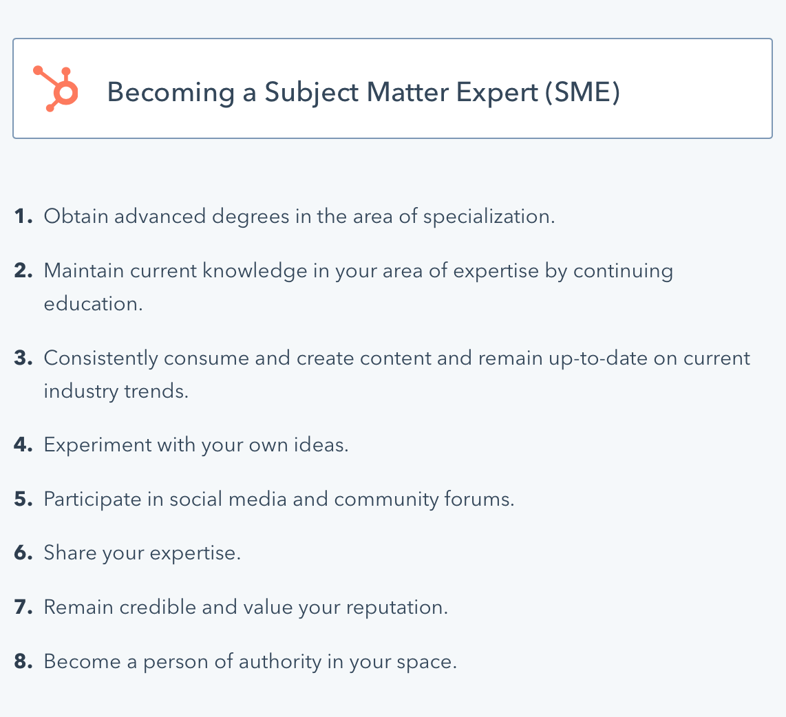 Becoming a Subject Matter Expert | Agency Vista