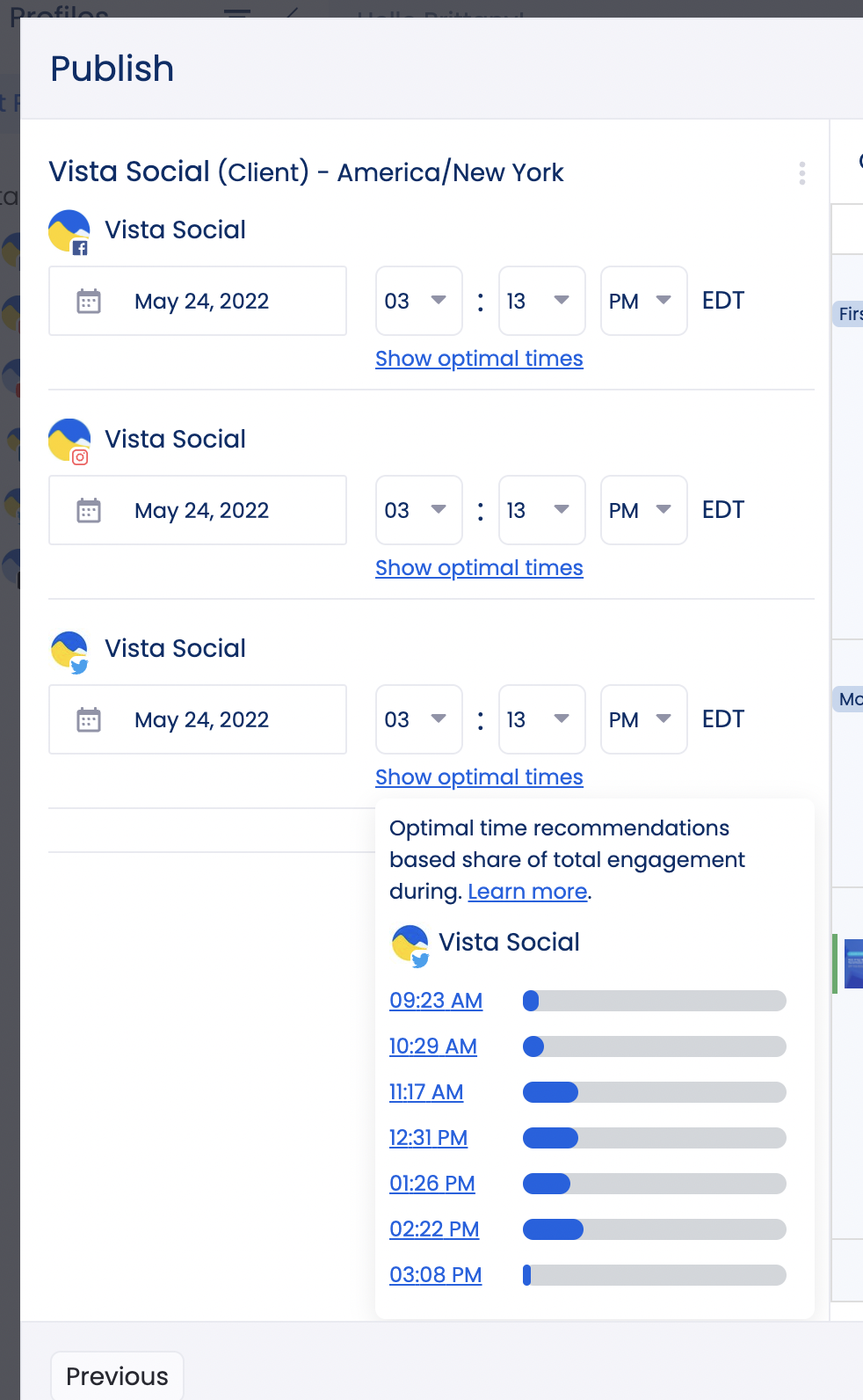 The Best Time to Post on TikTok | Agency Vista's Optimal Time feature | Support.vistasocial.com 